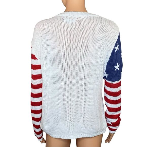 Grayson Threads American Flag Sweater Crew Neck Knit Womens Size XS Oversized - Picture 4 of 7